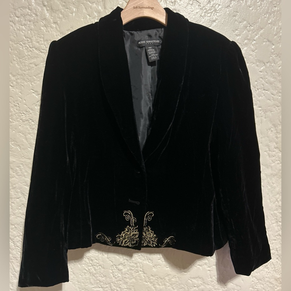 Petite Sophisticate Black Velvet Women's Jacket size 14P